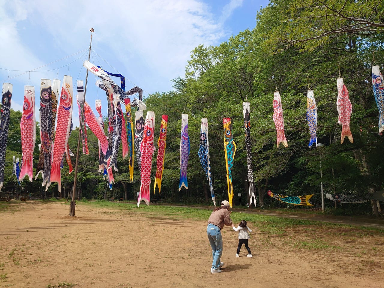 貝柄山公園鯉のぼり_子供喜ぶ