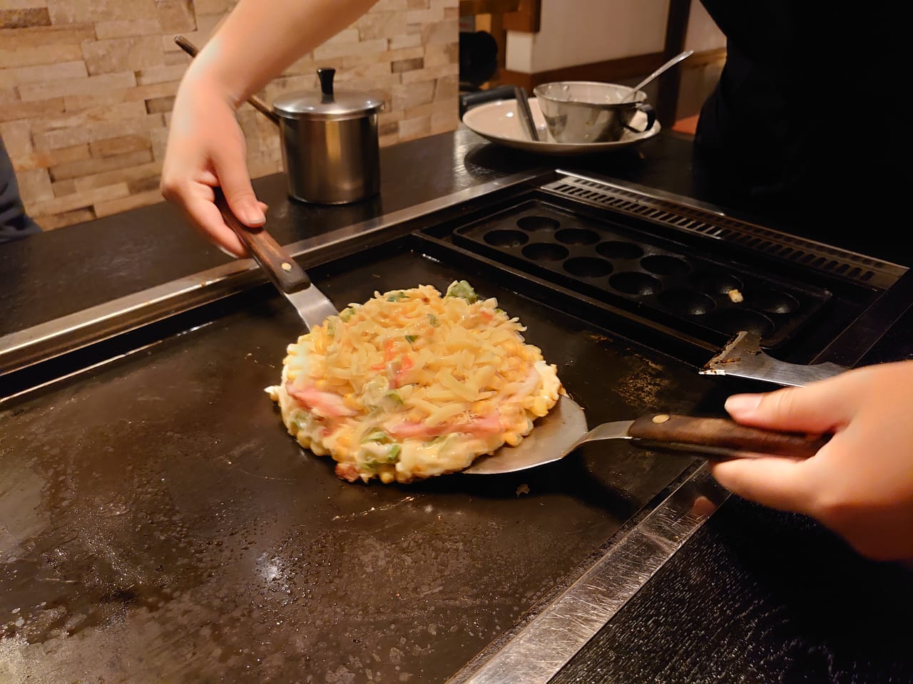 古の珠_アメリカンやきひっくり返す