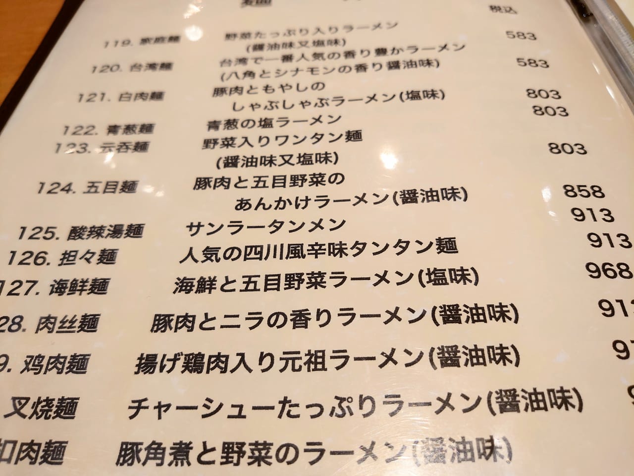 大福元_ラーメンメニュー