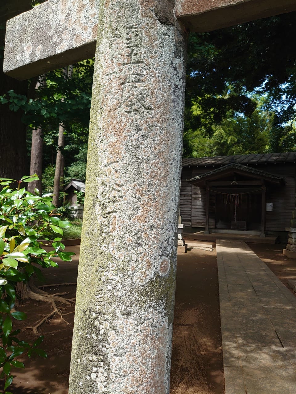 みたらしの池_鳥見神社鳥居柱左