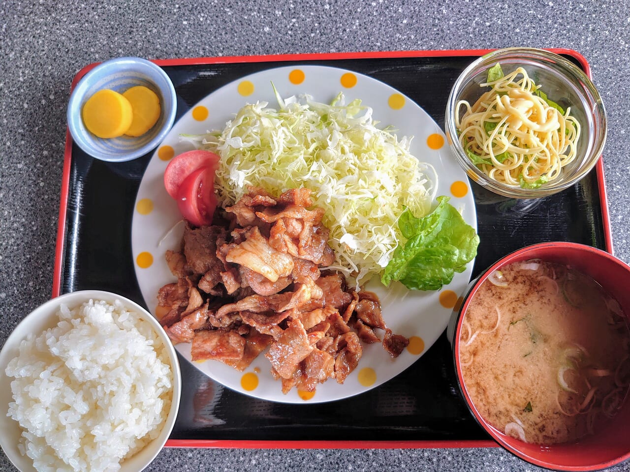 ふたご亭皿カレーラーメン_しょうが焼定食１