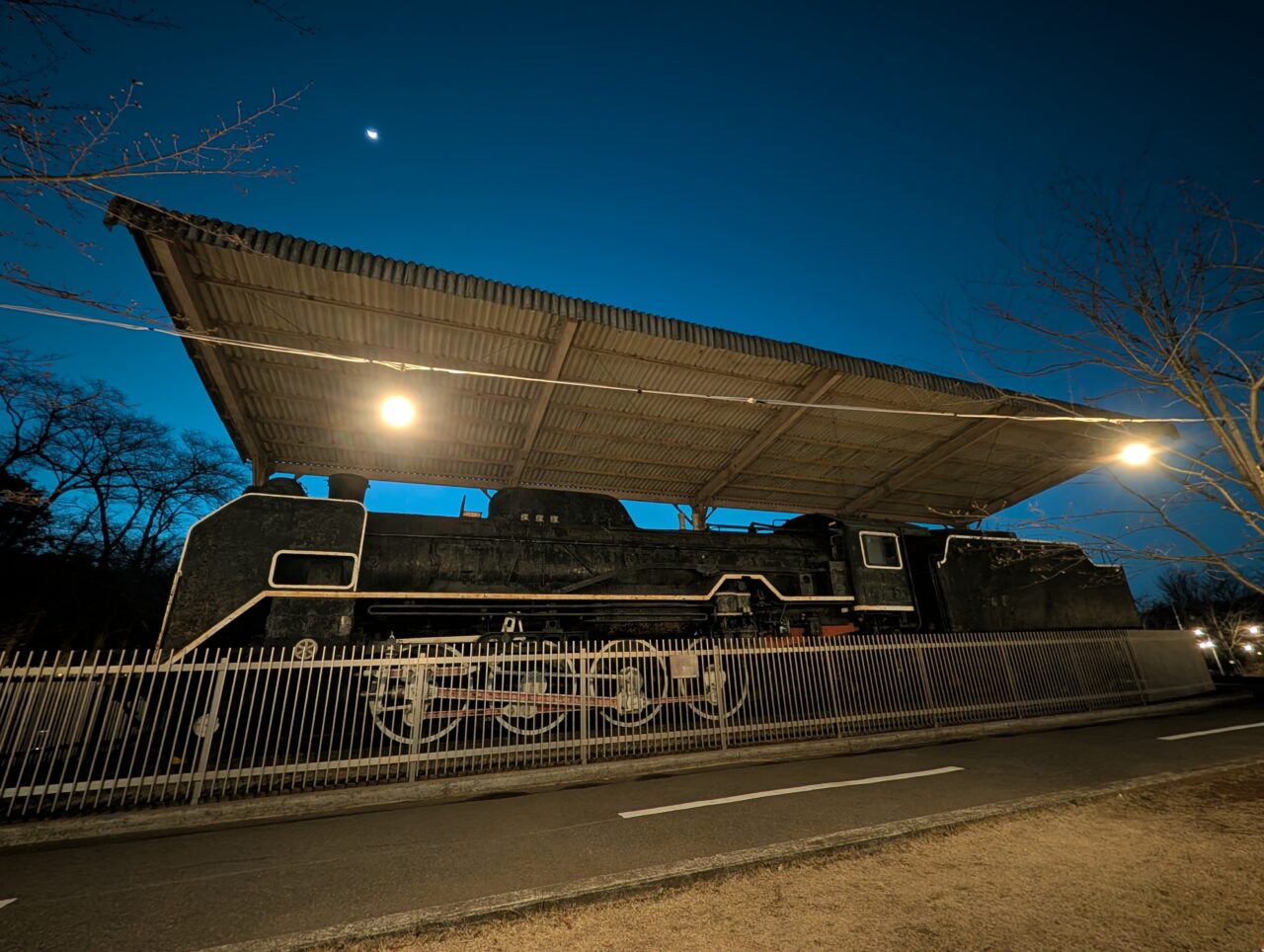 市制記念公園夜桜2026_機関車